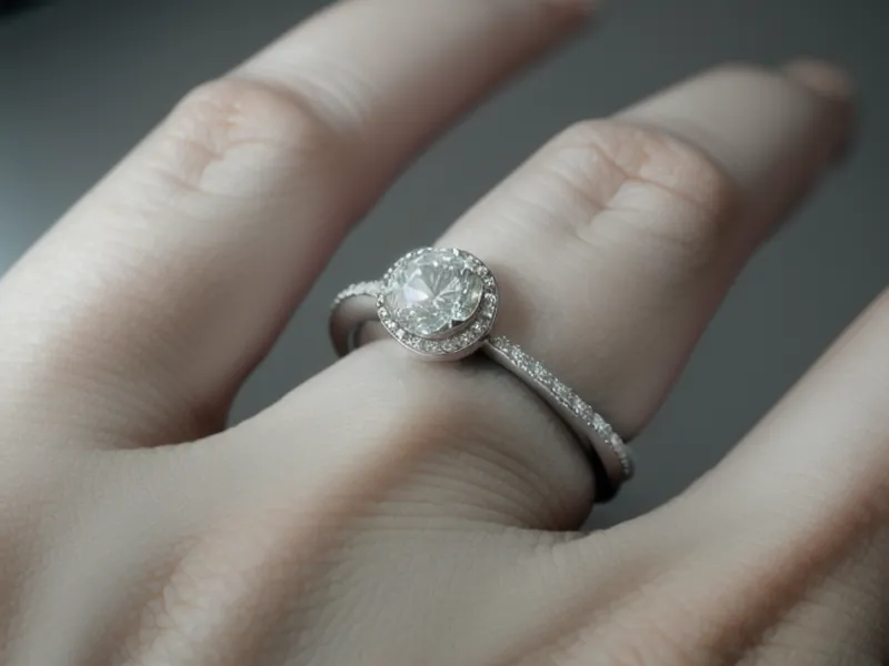 A secure bezel set diamond ring showing the metal protecting the stone edges.