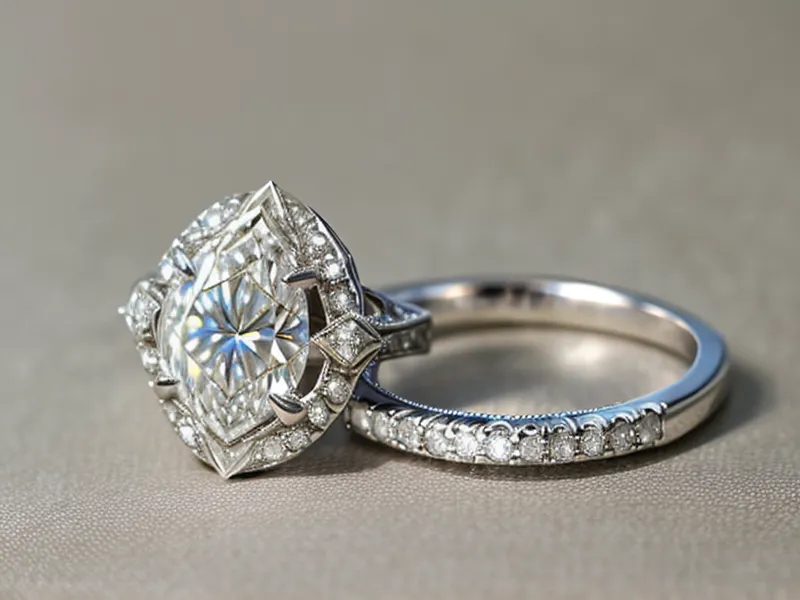 close-up of a 14k gold hallmark stamped inside a budget engagement ring band