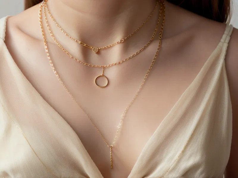 Close-up of a 14k gold necklace clasp and hallmark stamp