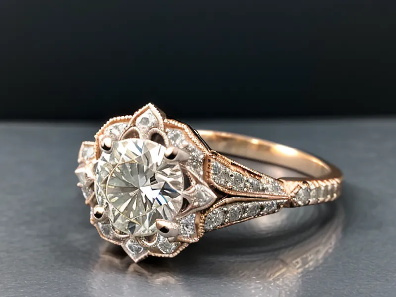 Side view of a custom low-profile engagement ring setting with unique prong details.
