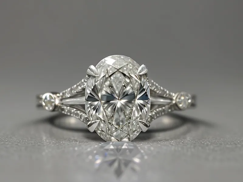 Testing an oval diamond's light performance in natural window light.