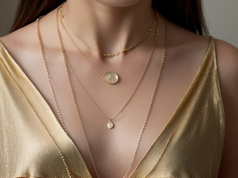 Layered silver Brighton necklaces with a gemstone pendant as the stack's focal point