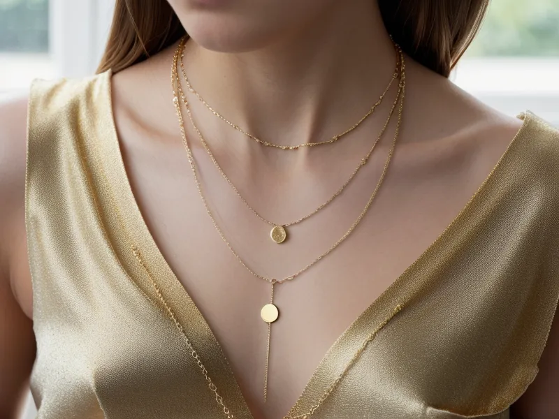 Short layered Brighton necklaces next to a stethoscope, micro-layering for healthcare shifts