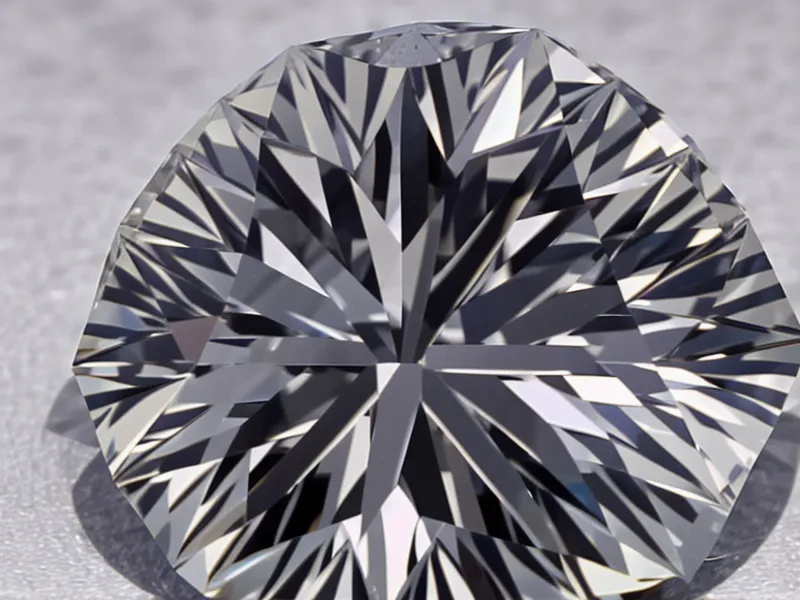 Close-up of a loose diamond next to diamond grading reports