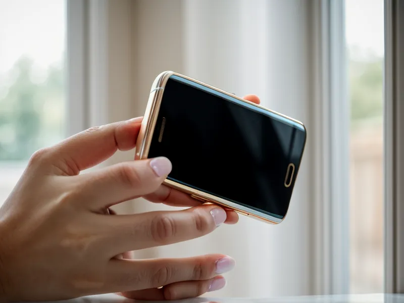 A hand holding a phone showing a credit score next to a ring.