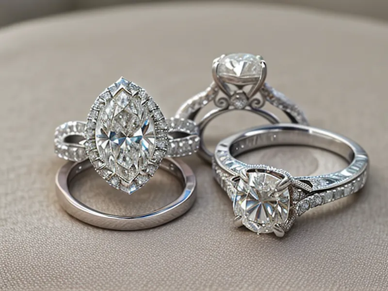 Comparison of a solitaire diamond ring and a cluster diamond ring side by side.