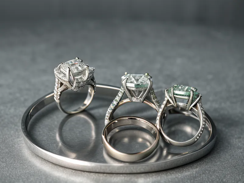Three diamond engagement ring shapes lined up on a velvet tray for a side-by-side jewelry shopping comparison