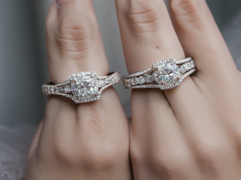 Two different diamond engagement ring settings side-by-side.