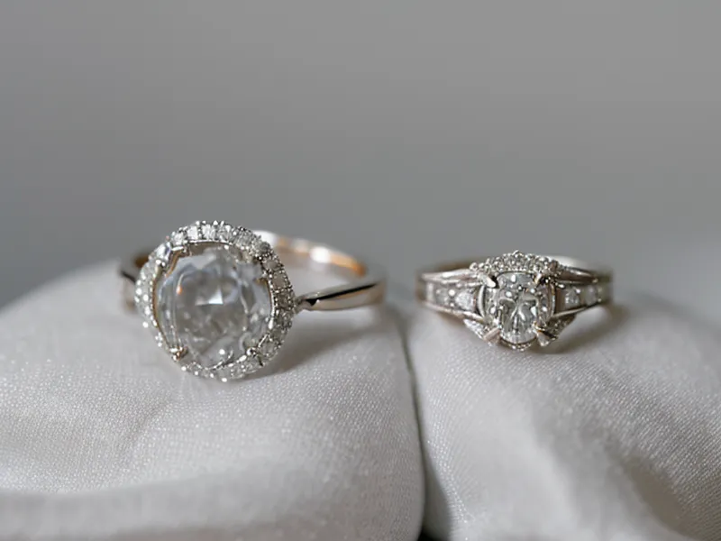 A hand holding an open Kay Jewelers ring box.