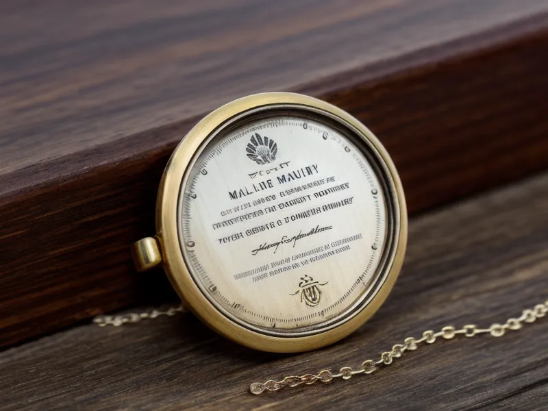 A printed jewelry warranty document and a jeweler's loupe on a wooden desk, the six-month inspection requirement highlighted.