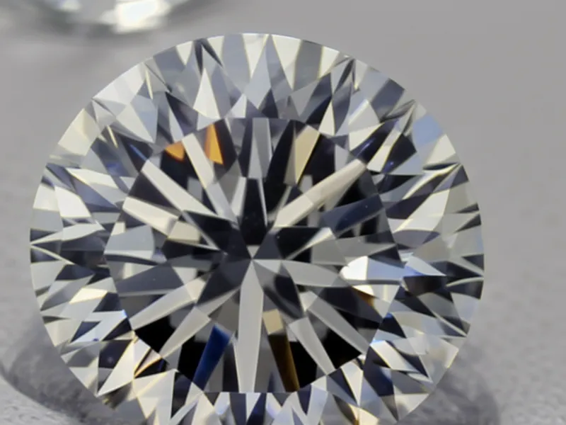 Round brilliant diamond engagement ring showing its 58-facet cut up close