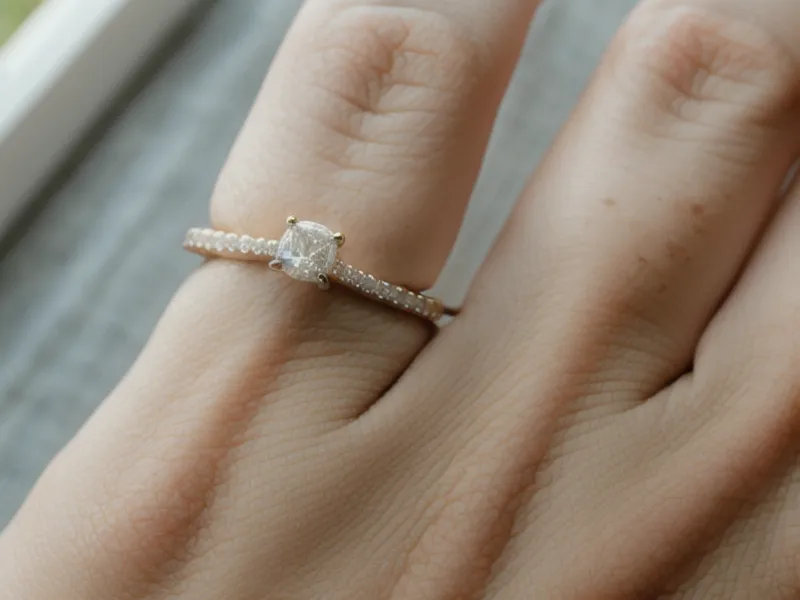 Minimalist engagement ring setting built for a square princess cut diamond