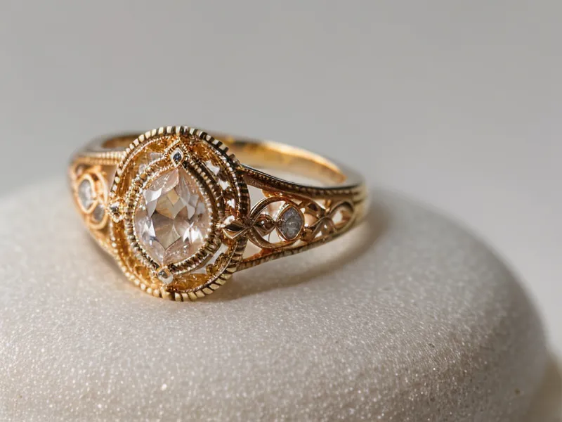 Theo Grace velvet ring box with a quiet hinge, shown open beside the minimalist engagement ring