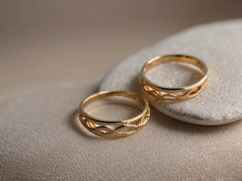 Minimalist gold engagement ring worn outdoors along the Charleston waterfront with the city skyline behind it