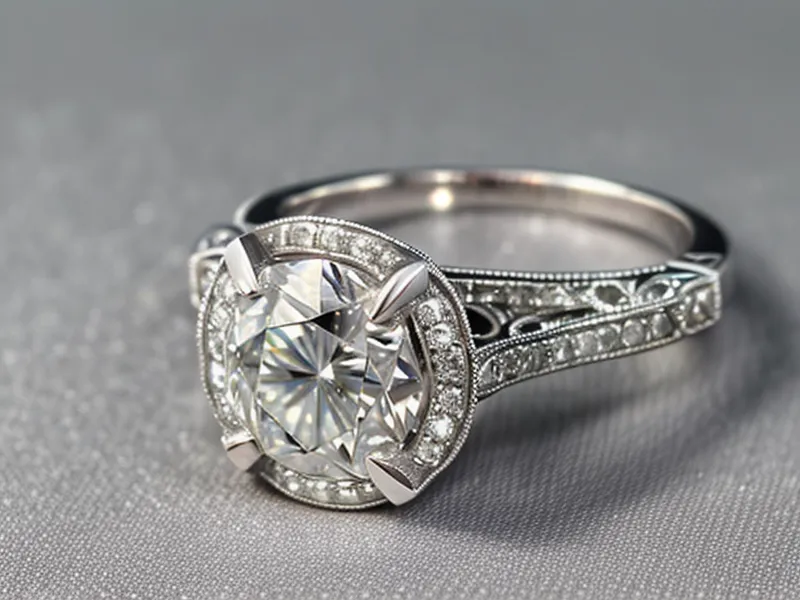 Jeweler checking an engagement ring shank with a loupe during a Kay Jewelers intake inspection