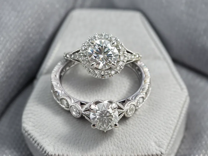 Tweezers holding a loose diamond over a gold ring mounting
