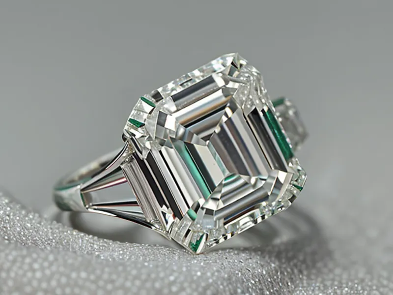 Side profile of a 1.5mm thin platinum band holding an emerald cut lab-grown diamond