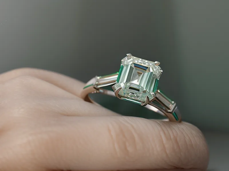 Side-by-side comparison of a thin-band engagement ring next to a standard-width band